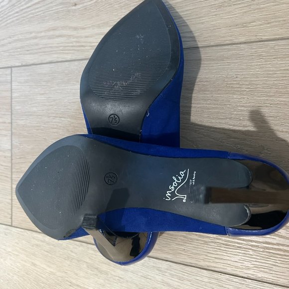 Limited Edition leather cobalt blue pumps with gunmetal heels - Picture 6 of 9